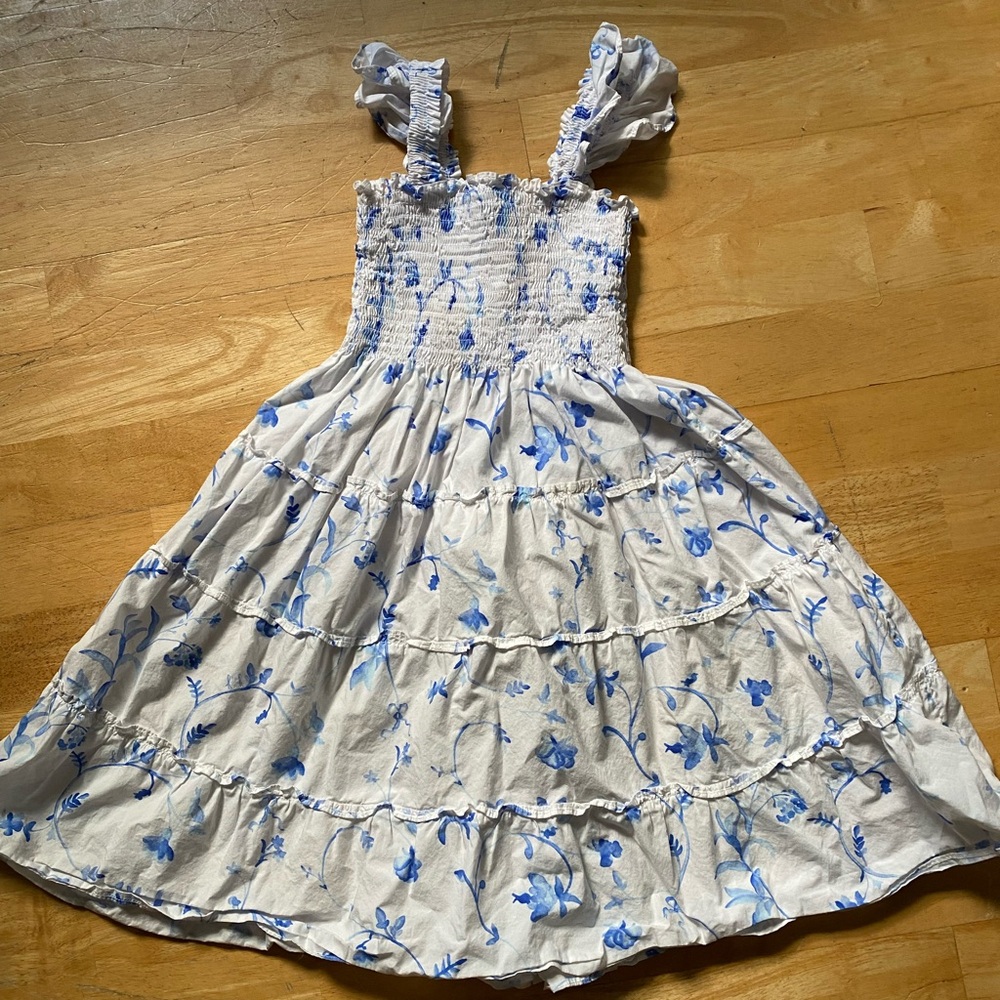 Hill House Girls Size 6/7 Blue and White Summer Day Dress